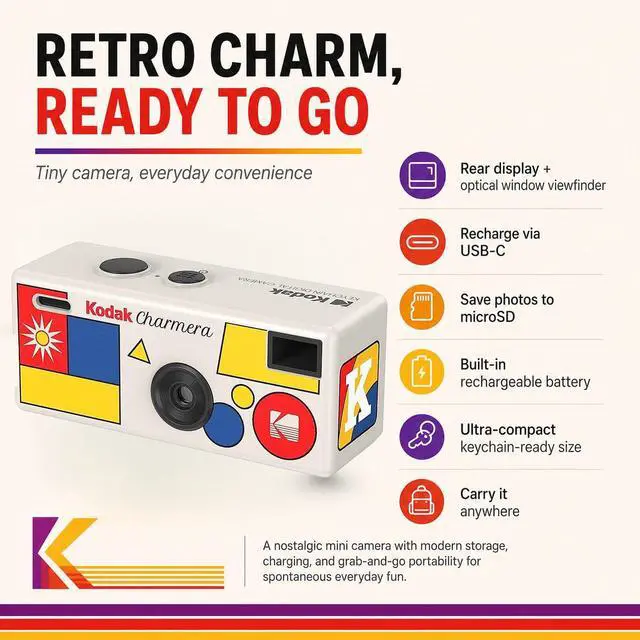 Alt view image 5 of 7 - Charmera Key Chain Digital Camera Bundle | 32GB Memory Card, Storage Case, (4 items)
