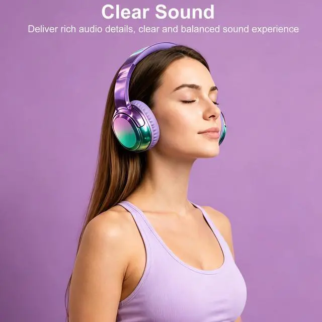 Alt view image 7 of 7 - Wired and Wireless Headphones Over Ear for Kids Teen Girls Women | 85/94dB Volume Limit, Bluetooth 6.0, Mic, 60H Playtime, Foldable, Aux Cord for School Travel, Headset for iPhone iPad Tablets