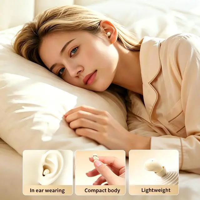 Alt view image 2 of 7 - Sleep Earbuds Bluetooth 5.4, Mini Invisible Noise Blocking Sleeping Headphones, Hidden Earbuds with LED Display for Small Ears, for Side Sleepers Meditation Travel Gym Workout (Black)