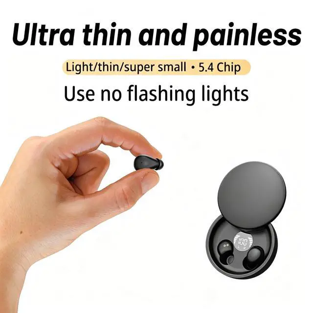 Alt view image 3 of 7 - Sleep Earbuds Bluetooth 5.4, Mini Invisible Noise Blocking Sleeping Headphones, Hidden Earbuds with LED Display for Small Ears, for Side Sleepers Meditation Travel Gym Workout (Black)