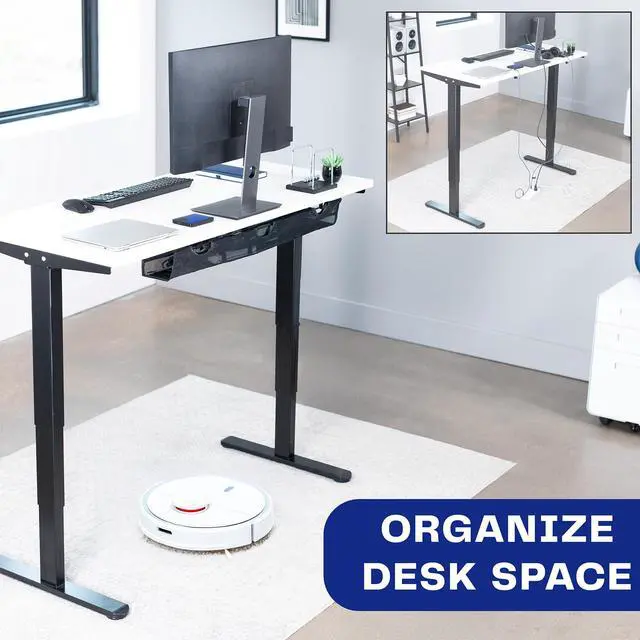Alt view image 5 of 7 - Under Desk 36 inch Mesh Net Cable Management with Power Strip Holder, Wire Organizer, Adjustable Home Office Standing Desk Cord Storage, Black, DESK-AC36MH-S