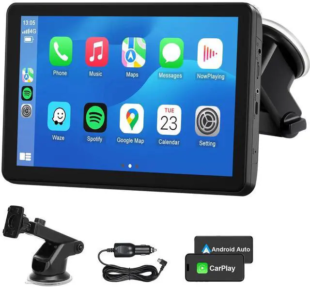 Main image of Wireless CarPlay Android Auto Car Screen, 7 Inch HD Bluetooth AirPlay Touch Screen Protable Car Stereo Naivgation Music Video Player Mirrorring, Siri, AUX, Voice Assistant