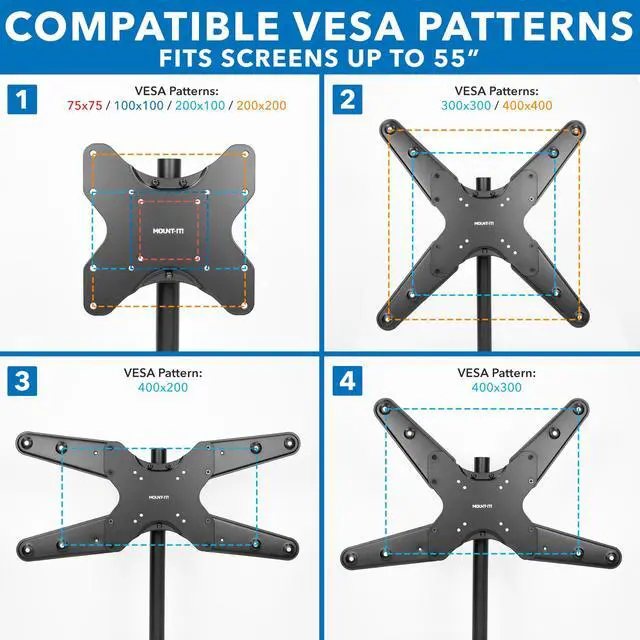 Alt view image 6 of 7 - TV Pole Mount, Full Motion Universal TV Bracket, VESA 75x75 to 400x400, Fits TVs and Monitors 32" - 55", Clamp Fits Poles from 1.1" to 1.96", Extendable Arm, for POS, Trade Shows, Gazebo