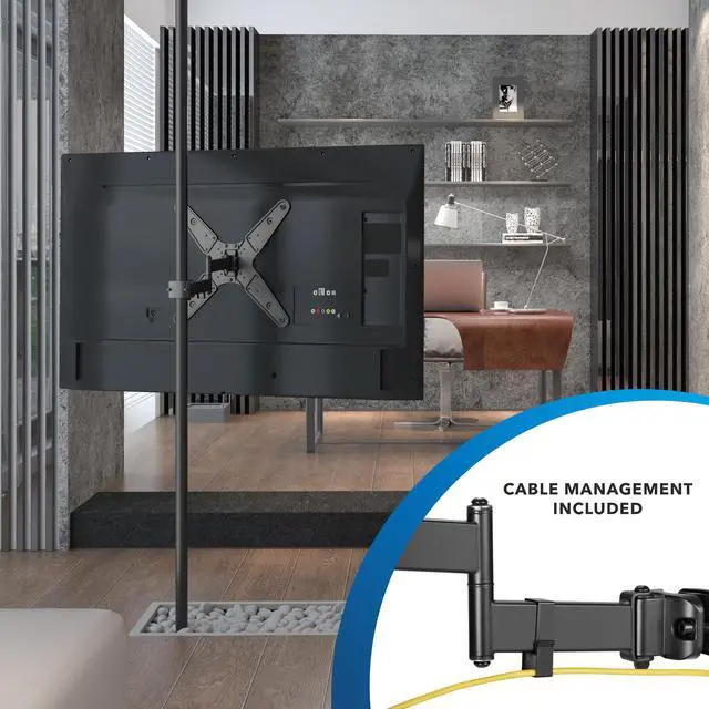 Alt view image 5 of 7 - TV Pole Mount, Full Motion Universal TV Bracket, VESA 75x75 to 400x400, Fits TVs and Monitors 32" - 55", Clamp Fits Poles from 1.1" to 1.96", Extendable Arm, for POS, Trade Shows, Gazebo
