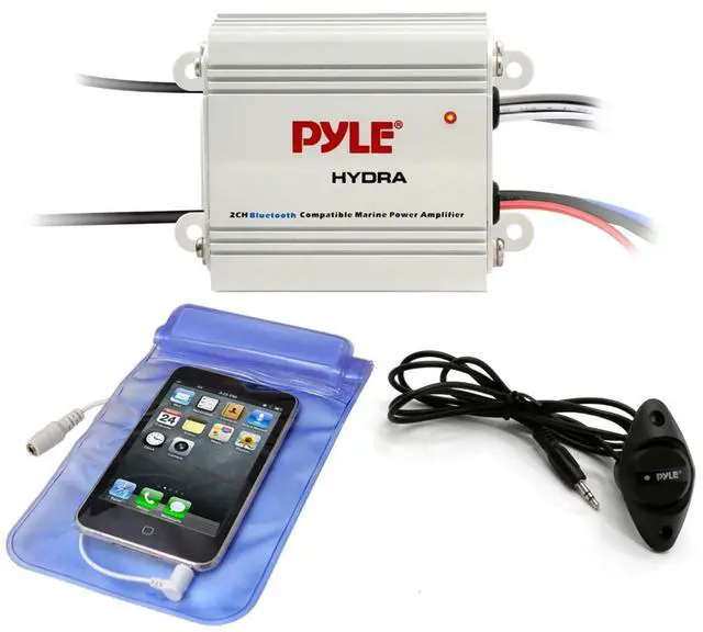 Main image of Auto 2-Channel Bridgeable Marine Amplifier - 200 Watt RMS 4 OHM Full Range Stereo w/ Wireless Bluetooth & Powerful Prime Speaker - High Crossover HD Music Audio Multi-Channel System