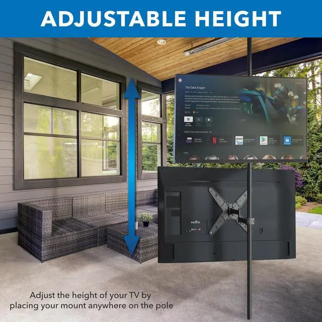 Alt view image 7 of 7 - TV Pole Mount, Full Motion Universal TV Bracket, VESA 75x75 to 400x400, Fits TVs and Monitors 32" - 55", Clamp Fits Poles from 1.1" to 1.96", Extendable Arm, for POS, Trade Shows, Gazebo