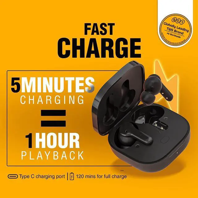 Alt view image 5 of 7 - T13 True Wireless Earbuds Bluetooth 5.1 Headphones Touch Control with Charging Case Waterproof Stereo Earphones in-Ear Built-in Mic Headset 40H Playtime (Black)