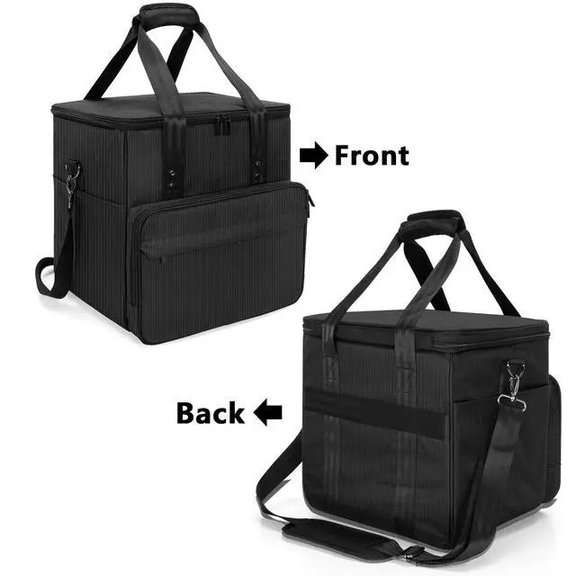 Alt view image 3 of 7 - Vinyl Record Carrying Bag Albums Storage Case with Dividers,Black | Holds up to 60 LP Records, Portable Vinyl Holder for Travel & Collection