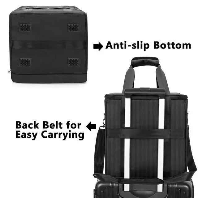 Alt view image 4 of 7 - Vinyl Record Carrying Bag Albums Storage Case with Dividers,Black | Holds up to 60 LP Records, Portable Vinyl Holder for Travel & Collection