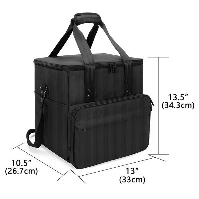 Alt view image 6 of 7 - Vinyl Record Carrying Bag Albums Storage Case with Dividers,Black | Holds up to 60 LP Records, Portable Vinyl Holder for Travel & Collection