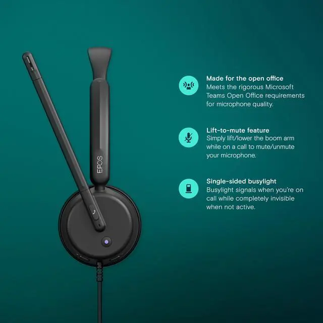 Alt view image 3 of 7 - Impact 460T Binaural On-Ear USB C and USB A Wired Headset with Dual Noise-Canceling Mics, Microsoft Teams Certified, Plug-and-Play, Ideal for Office, Remote Work, Zoom & Business Calls