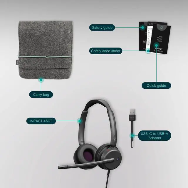 Alt view image 5 of 7 - Impact 460T Binaural On-Ear USB C and USB A Wired Headset with Dual Noise-Canceling Mics, Microsoft Teams Certified, Plug-and-Play, Ideal for Office, Remote Work, Zoom & Business Calls
