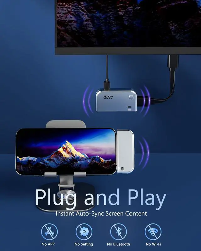 Alt view image 2 of 7 - 2027 Upgrade Type-C Wireless HDMI Transmitter and Receiver 4K, Plug & Play USB C HDMI Wireless Extender 50M, 5.8G+2.4G Video Audio Cast from Phone/Tablet/Laptop/PC to HDTV/Monitor/Projector/TV Box
