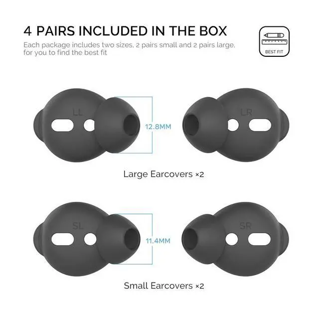 Alt view image 2 of 7 - 4 Pairs AirPods Ear Tips | Added Storage Pouch, Noise Reduction, Anti Slip, Secure Fit, Comfortable Silicone Ear Tips Compatible with Apple AirPods