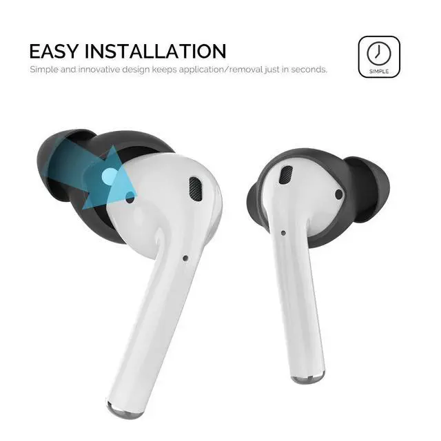 Alt view image 4 of 7 - 4 Pairs AirPods Ear Tips | Added Storage Pouch, Noise Reduction, Anti Slip, Secure Fit, Comfortable Silicone Ear Tips Compatible with Apple AirPods