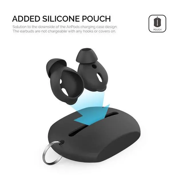 Alt view image 5 of 7 - 4 Pairs AirPods Ear Tips | Added Storage Pouch, Noise Reduction, Anti Slip, Secure Fit, Comfortable Silicone Ear Tips Compatible with Apple AirPods