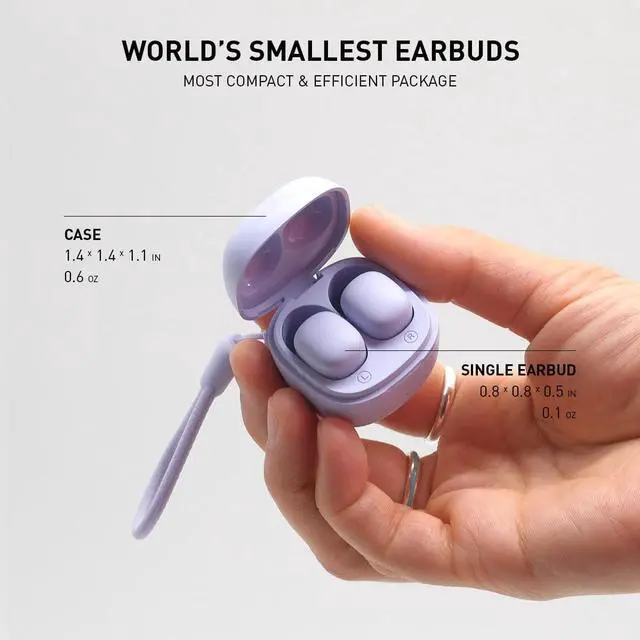 Alt view image 2 of 7 - Kids Wireless Earbuds, Cute Color Ear Buds for Kids & Women, 2.5g Ultra-Light, Coin-Sized Charging Case, Bluetooth 5.4 Earphones for Workout &Outdoor, Laptop Pad Phones Compatible, Purple