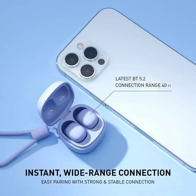 Alt view image 4 of 7 - Kids Wireless Earbuds, Cute Color Ear Buds for Kids & Women, 2.5g Ultra-Light, Coin-Sized Charging Case, Bluetooth 5.4 Earphones for Workout &Outdoor, Laptop Pad Phones Compatible, Purple