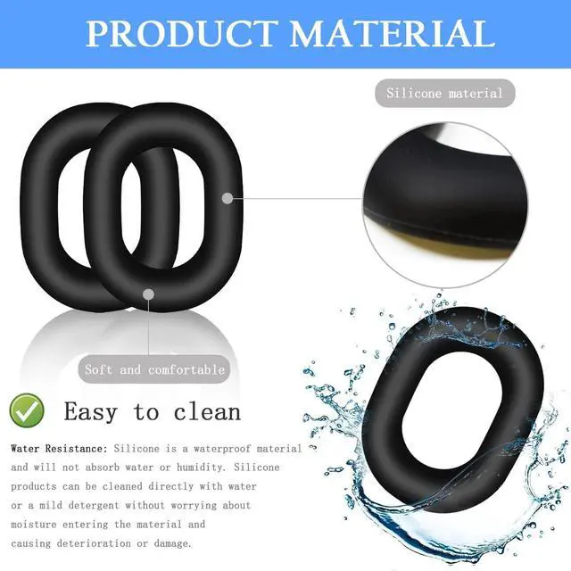 Alt view image 5 of 7 - XM5 Sweat Covers Accessories for Sony WH-1000XM5 - Black | Soft Silicone Case, 3-in-1 Headphone Covers with Ear Cover & Headband Cover & Shell Protector, Sweatproof & Washable