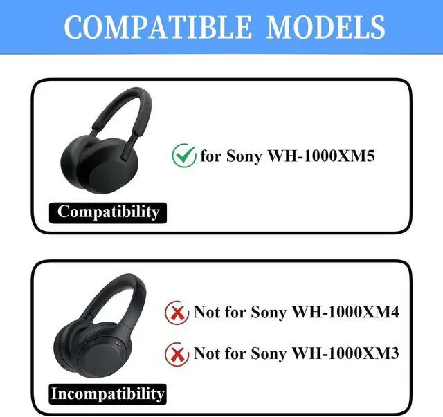 Alt view image 2 of 7 - XM5 Sweat Covers Accessories for Sony WH-1000XM5 - Black | Soft Silicone Case, 3-in-1 Headphone Covers with Ear Cover & Headband Cover & Shell Protector, Sweatproof & Washable