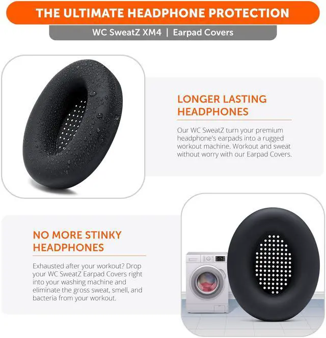 Alt view image 4 of 7 - SweatZ XM4 - Patented Protective Earpad Sweat Covers for Sony WH1000XM4 by | Silicone Ear Covers for Sony WH-1000XM4 Headphones | Sweatproof & Easily Washable | Black