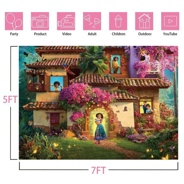 Alt view image 2 of 7 - 7x5FT Magic House Backdrop,Magic Movie Background Magical House Banner Party Decor Cartoon Theme Birthday Party Backdrop Supplies for Girls