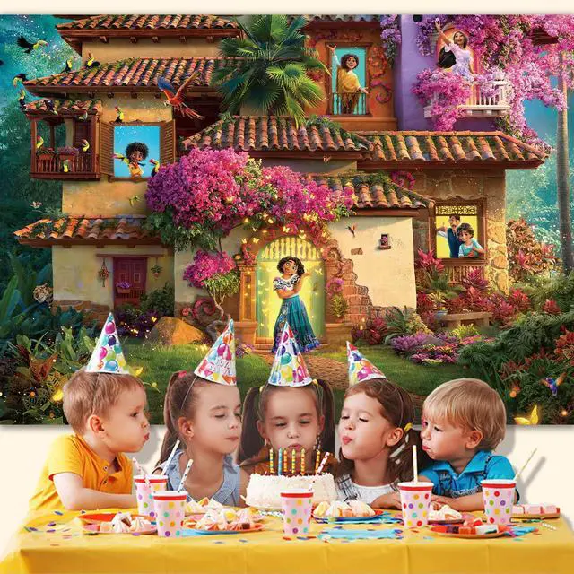 Alt view image 6 of 7 - 7x5FT Magic House Backdrop,Magic Movie Background Magical House Banner Party Decor Cartoon Theme Birthday Party Backdrop Supplies for Girls
