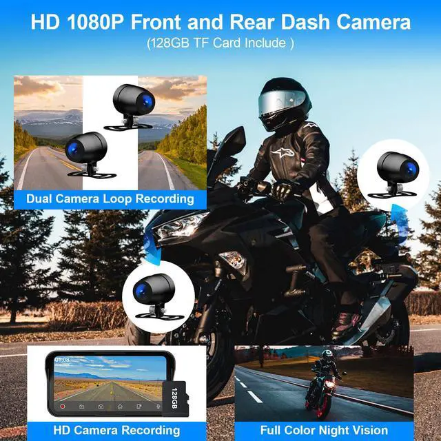 Alt view image 3 of 7 - 6.25" Motorcycle Carplay with GPS Navigation System, IPS Waterproof Touchscreen, Inculed SD-128GB, TPMS, HD Touch Screen Auto and Dual 1080P Camera/Dash Cam, Support iOS/Android, BT, Siri