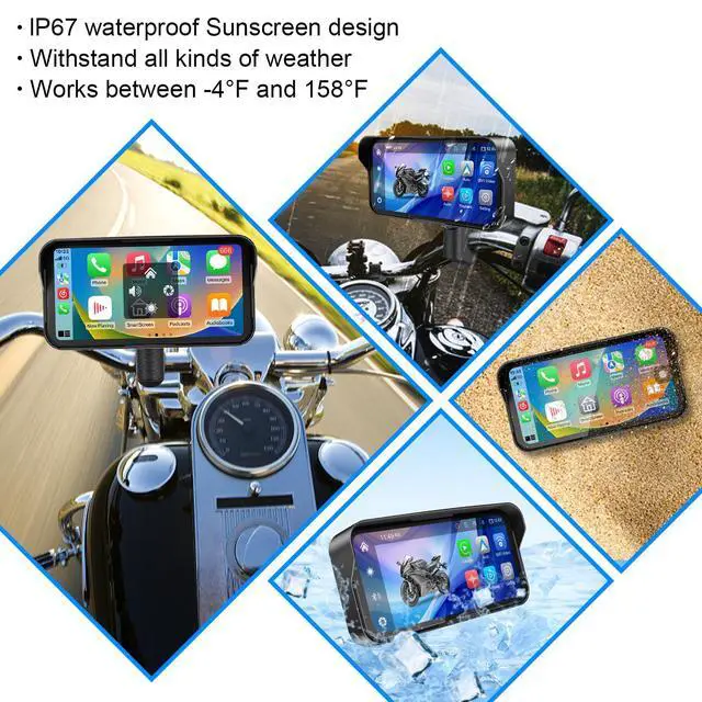 Alt view image 7 of 7 - 6.25" Motorcycle Carplay with GPS Navigation System, IPS Waterproof Touchscreen, Inculed SD-128GB, TPMS, HD Touch Screen Auto and Dual 1080P Camera/Dash Cam, Support iOS/Android, BT, Siri