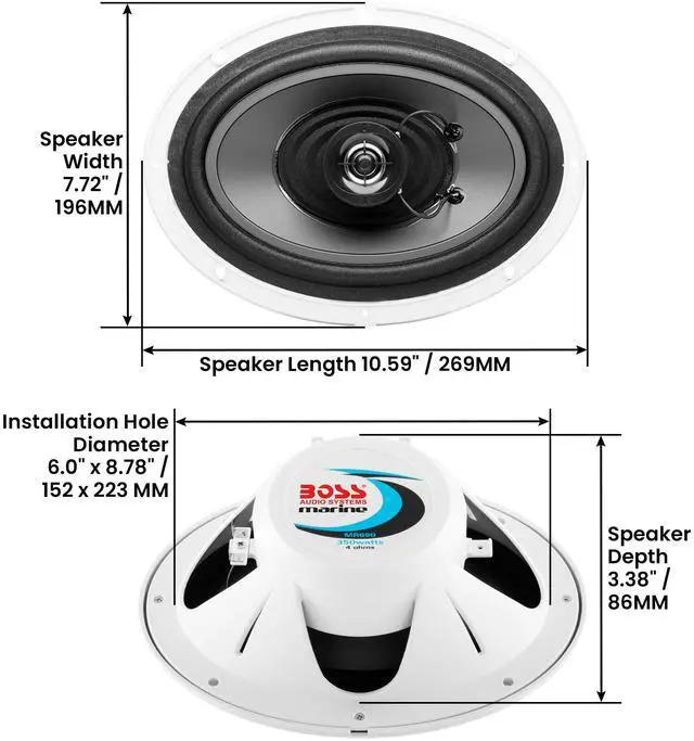 Alt view image 2 of 5 - MR690 6X9 Inch Marine Speakers (Pair), 4 Ohms, 2 Way