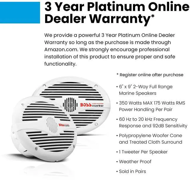 Alt view image 4 of 5 - MR690 6X9 Inch Marine Speakers (Pair), 4 Ohms, 2 Way