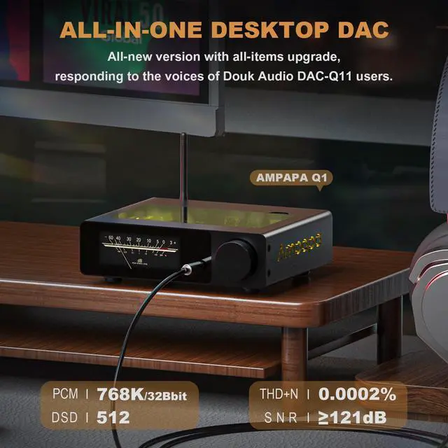 Alt view image 3 of 7 - Q1 Digital to Analog Converter: HiFi USB DAC Adapter 768kHz/32bit DSD512, APTX-HD Bluetooth 5.2 Headphone Amp with ESS9039+AK4493 for Home Stereo Amplifiers & Desktop Listening