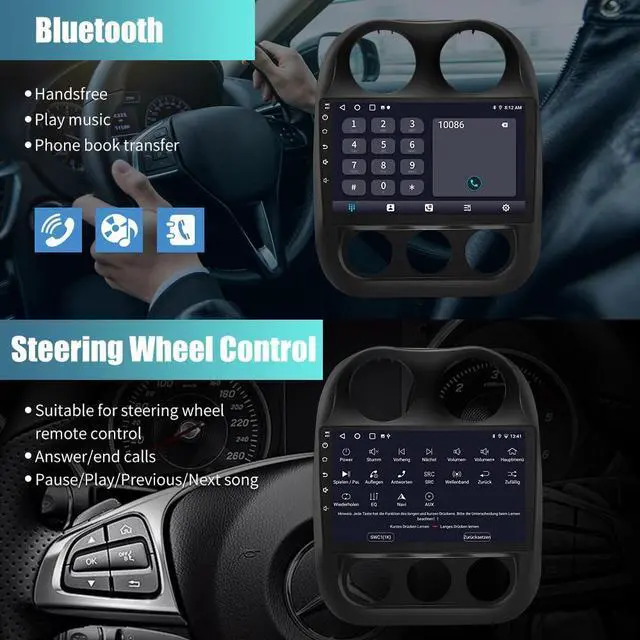 Alt view image 5 of 7 - Car Radio for Jeep Compass Patriot 2010-2016 10.1 inch Touch Screen 64G ROM | Android 13 2G RAM 64G ROM Carplay/Android Auto/Mirror Link/SWC/Bluetooth/WiFi AHD Backup Camera