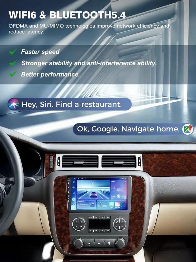 Alt view image 5 of 7 - 5G WiFi(6) Car Radio for GMC Yukon Chevrolet Chevy Silverado 2007-2013 Tahoe Sierra Android13/Wireless CarPlay/Android Auto/Touch Screen/GPS Navigation/Bluetooth/FM/HD Backup Camera (Mahogany(2+64))