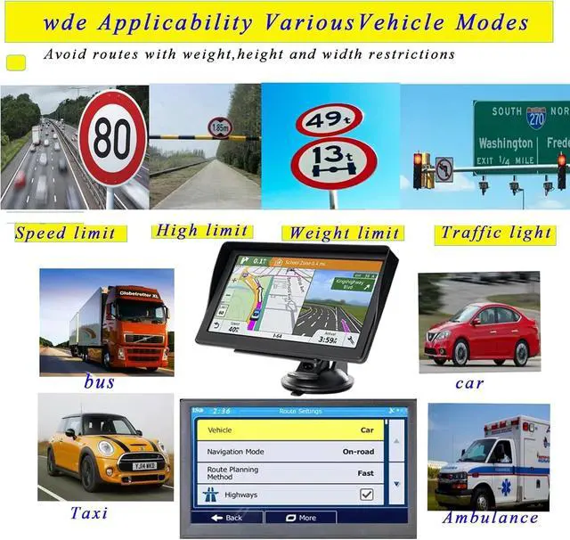 Alt view image 7 of 7 - GPS Navigator for Car and Truck, 7 Inch Touchscreen, 2026 North America Maps, Voice Guidance, Speed Limit Warning, USB Connectivity