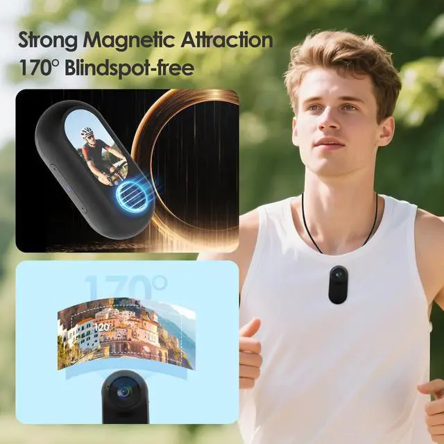 Alt view image 2 of 7 - Mini Body Camera, Thumb Size Wearable 1080P Action Camera with 16GB | Magnetic Necklace POV Cam, Helmet Mount,Mounting Kit for Cycling,Vlogging,Sports,Up to 128GB Expandable,Gift for Men & Women