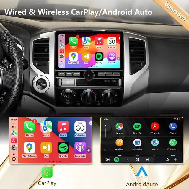 Alt view image 2 of 6 - Car Stereo Radio for Toyota Tacoma 2005-2015, Android 13 Wireless CarPlay Android Auto, 10 Inch Head Unit HD Screen, QLED/Bluetooth/SWC/GPS/AM/FM/RDS/Wifi/1080P Backup Camera (Tacoma-2005-MI)