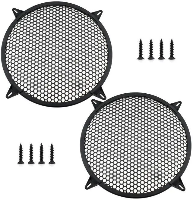 Main image of 12 Inch Speaker Grill Cover, 2 Pack ABS Mesh 12" Round Subwoofer | Speaker Grills with Mounting Screws