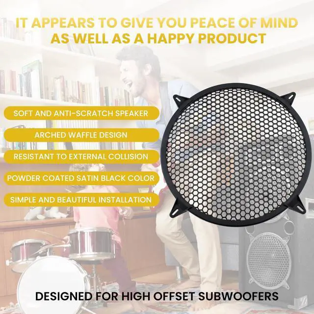 Alt view image 4 of 7 - 12 Inch Speaker Grill Cover, 2 Pack ABS Mesh 12" Round Subwoofer | Speaker Grills with Mounting Screws