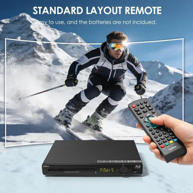 Alt view image 7 of 7 - 1080P Full HD Blu-ray DVD Player for TV/Projector,HDMI/AV/Coaxial Outputs | Home Theater Blu Ray Player Support Region A/1 Blu-ray Discs,CD DVDs VCD,Dolby Digital DTS,Max 128G U Disk 16T HDD Playback
