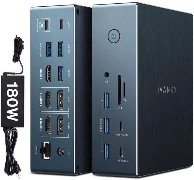 Main image of Triple Display DisplayLink Dock for Window/MacBook with 180W Adapter | 20-in-1 Triple 4K@60Hz Display Docking Station (Driver Needed) for M5/M4/M3/M2/M1/Windows, USB, 2.5GbE, HDMI, DP, 10Gbps