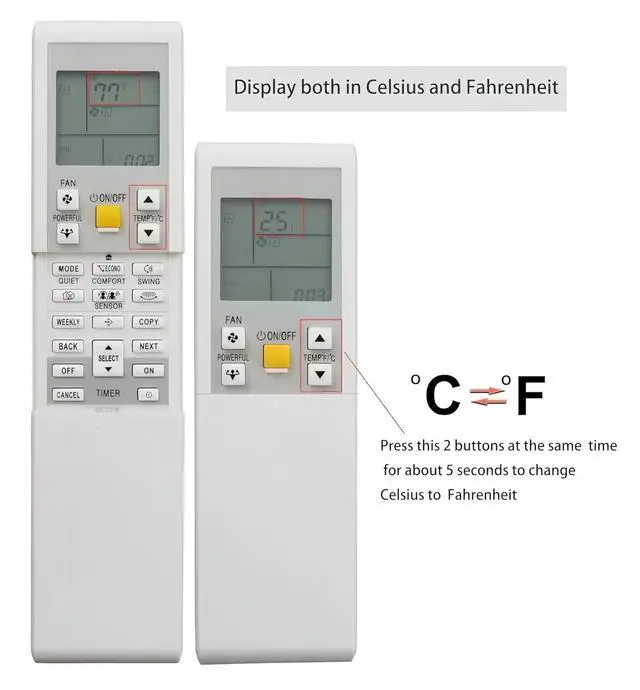 Alt view image 2 of 7 - Replacement Remote Control for Daikin AC Air Conditioner ARC452A9 ARC452A10 ARC452A19 ARC452A20 ARC452A21 ARC452A23 ARC466A36