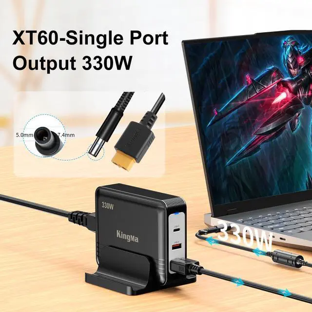 Alt view image 3 of 7 - 330W GaN Laptop Charger for HP OMEN17,XT60 Charger with 7.4 * 5.0mm Power Port3-Port Portable Travel AdapterPD 3.0 Fast Charging,Compatible with HP OMEN 17 W120TX/ W205TX/ ASUS ROG NUC970