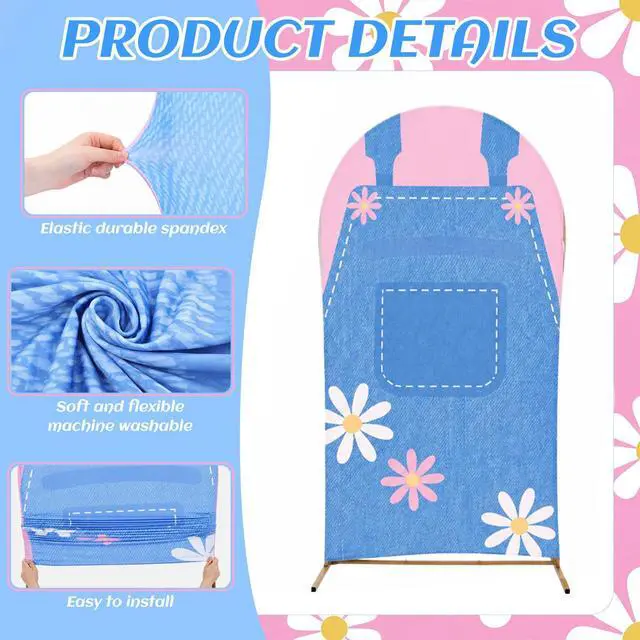 Alt view image 3 of 7 - 3 Pcs Cartoon Teachers Arch Covers English Teacher Themed Party Decor 6ft 6.6ft 7.2ft Spandex Backdrop Cover Rainbow Daisy Arch Backdrop for Girls Classroom Birthday Party Supplies
