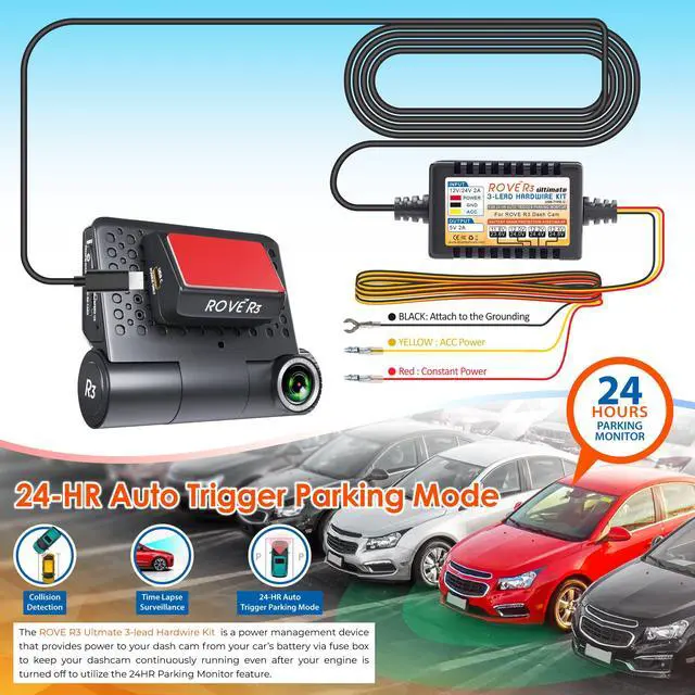 Alt view image 6 of 7 - R3 3 Channel Dash Cam with Hardwire Kit and 128GB Card | Bundle Includes Hardwire Kit and 128GB Card, Front Rear and Cabin, IR Night Vision, Quad-Mode GPS, 3in IPS Touch Screen