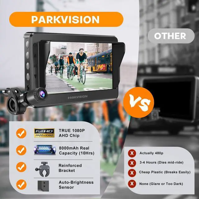 Alt view image 2 of 7 - Bike Rear View Camera,8000mAh Battery,4.3'' 1080P Monitor | 9-Hour Runtime,110° Wide Angle,Night Vision,Auto-Dimming HD Screen,360° Rotatable,3-Min Install,for Mountain, Road, Ebike