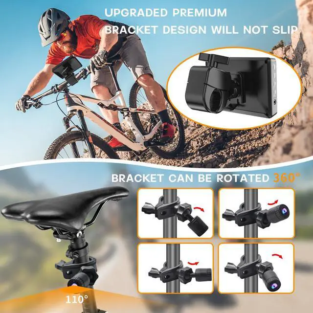 Alt view image 6 of 7 - Bike Rear View Camera,8000mAh Battery,4.3'' 1080P Monitor | 9-Hour Runtime,110° Wide Angle,Night Vision,Auto-Dimming HD Screen,360° Rotatable,3-Min Install,for Mountain, Road, Ebike