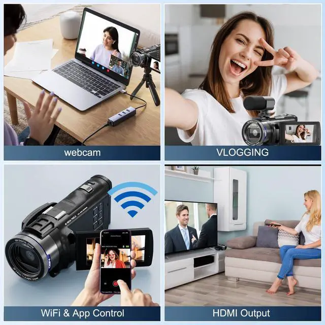 Alt view image 5 of 7 - Camcorder Video Camera, True 5K 48MP Vlogging Camera with Autofocus, WiFi,16X Digital Zoom,3" 270° IPS Screen,32GB Card,2 Batteries & Microphone,Black for YouTube & Travel Recording (Black)