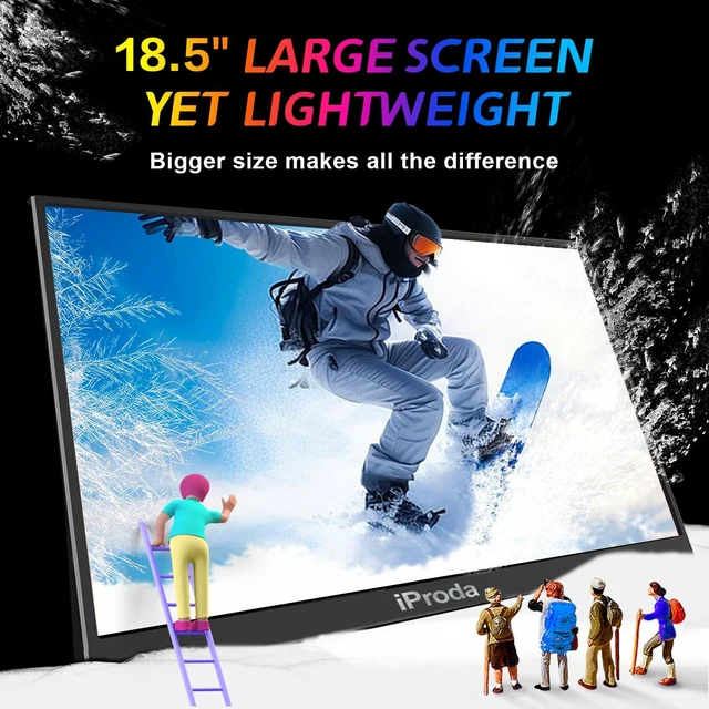 Alt view image 2 of 7 - 18.5 inch Portable Monitor for Laptop120hz Portable Gaming Monitor FHD1080 18.5 Inch Portable Monitor,HDMI USB-C Slim Large Portable Monitor with Kickstand for Laptop MacBook Pro Air, PC,Xbox, PS4/5