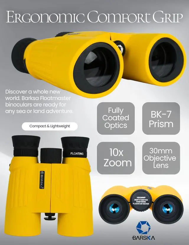 Alt view image 6 of 7 - 10x30 Floating Waterproof Marine Binoculars Boating Fishing - Rubber Armored, Durable Water-Resistant Compact Binoculars for Ocean, Water and Outdoor Use - BK7 Hiking, Birding Bird Watching Binocular